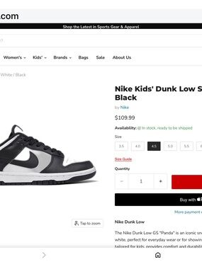Nike Kids Dunk Low GS in Black and White